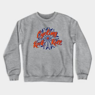 Cycling and rock and roll lettering art with electric guitars Crewneck Sweatshirt